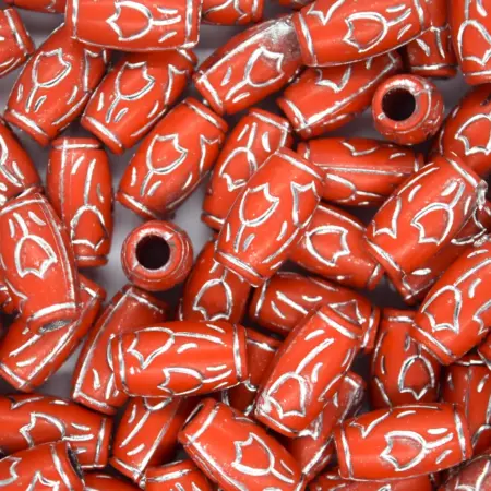 Мънисто със сребърни нишки 15х8.5 мм.