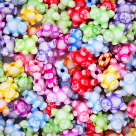 Мънисто цветни мечета 9х8 мм.