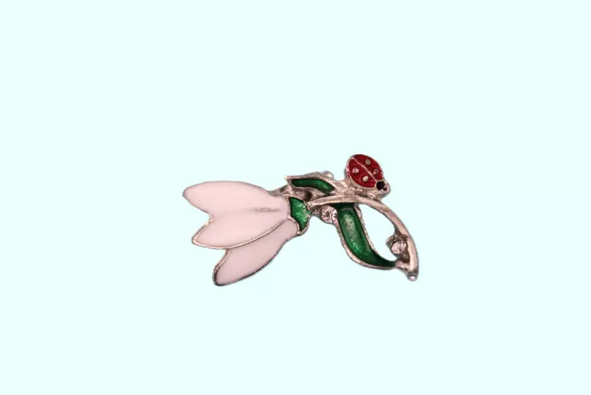 Метална брошка с кристали - цвете 12 бр.