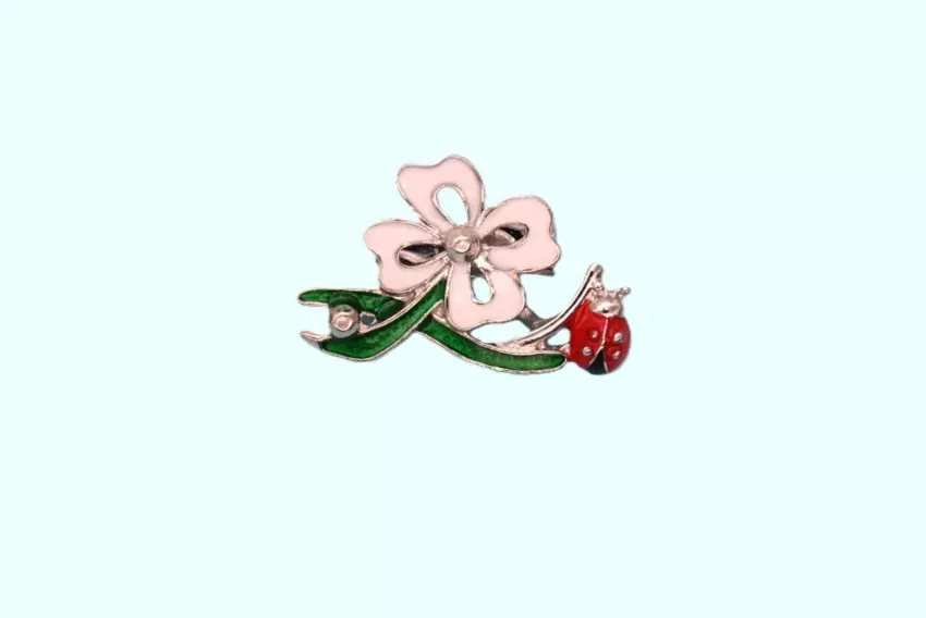 Метална брошка с кристали - цвете 12 бр.