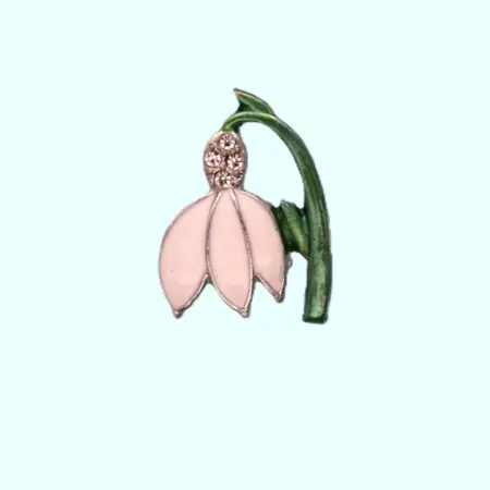 Метална брошка с кристали – кокиче 12 бр.