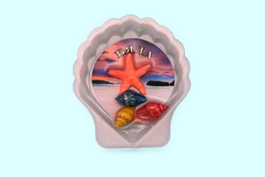 Сувенирен 3D магнит мида - Бяла 2