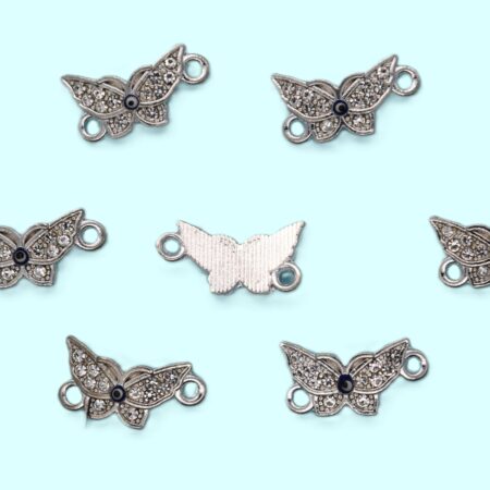 Свързващо метално мънисто с кристали 16х8 мм.