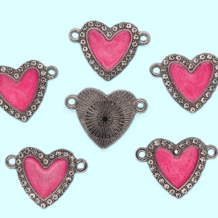 Свързващо метално мънисто с кристали 22х16 мм.