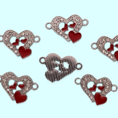 Свързващо метално мънисто с кристали 22х15 мм.