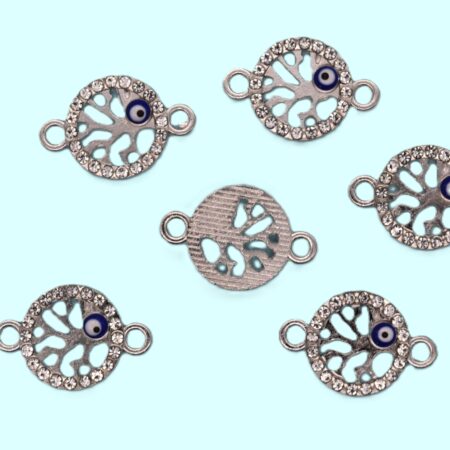 Свързващо метално мънисто с кристали 21х14 мм.