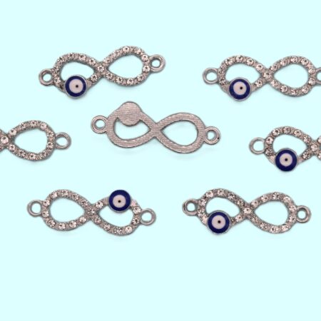 Свързващо метално мънисто с кристали 27х10 мм.