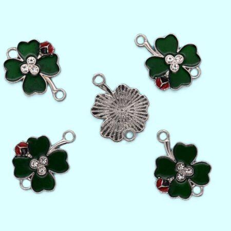 Свързващо метално мънисто – детелина с кристали 20х15 мм.