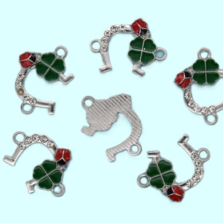 Свързващо метално мънисто с кристали 21х16 мм.