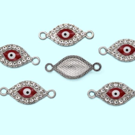 Свързващо метално мънисто с кристали 26х11 мм.