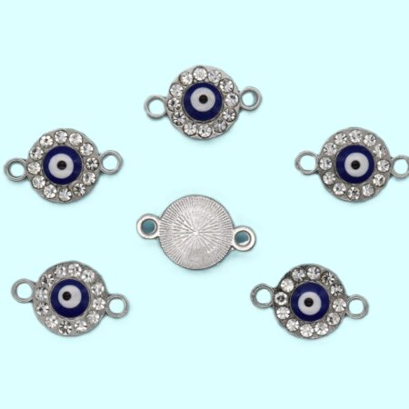 Свързващо метално мънисто око с кристали 18х11 мм.