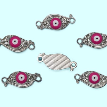 Свързващо метално мънисто око с кристали 23х9 мм.