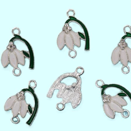 Свързващо метално мънисто кокиче с кристали 22х15 мм.