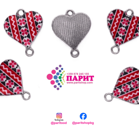 Свързващо метално мънисто сърце 20х16 мм.