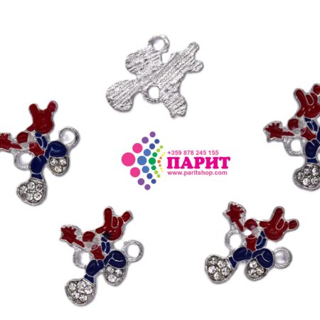 Свързващо метално мънисто с кристали 19×15 мм.