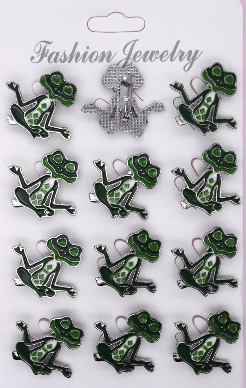 Комплект декоративни брошки Зелена жабка -12 бр.