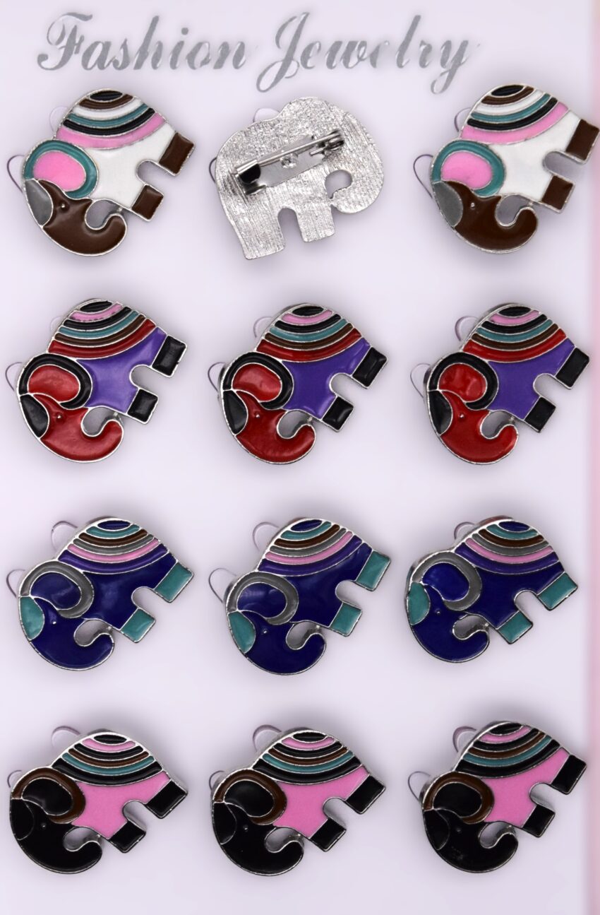 Комплект брошки Цветни слончета -12 бр.