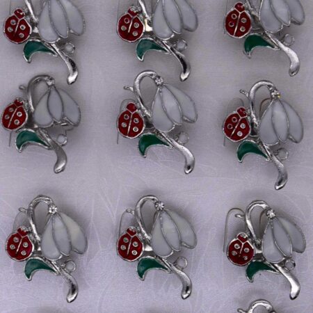Комплект брошки Кокиче с калинка – 12 бр.