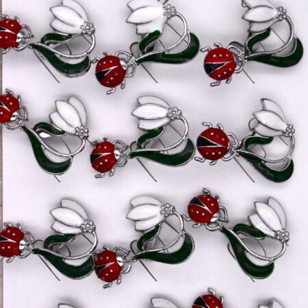 Комплект брошки Кокиче с калинка – 12 бр.