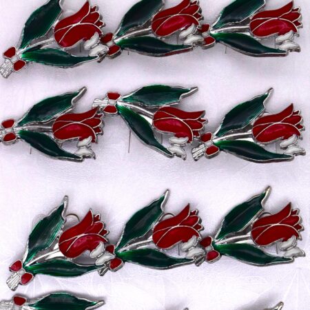 Комплект брошки Букет червени лалета – 12 бр.