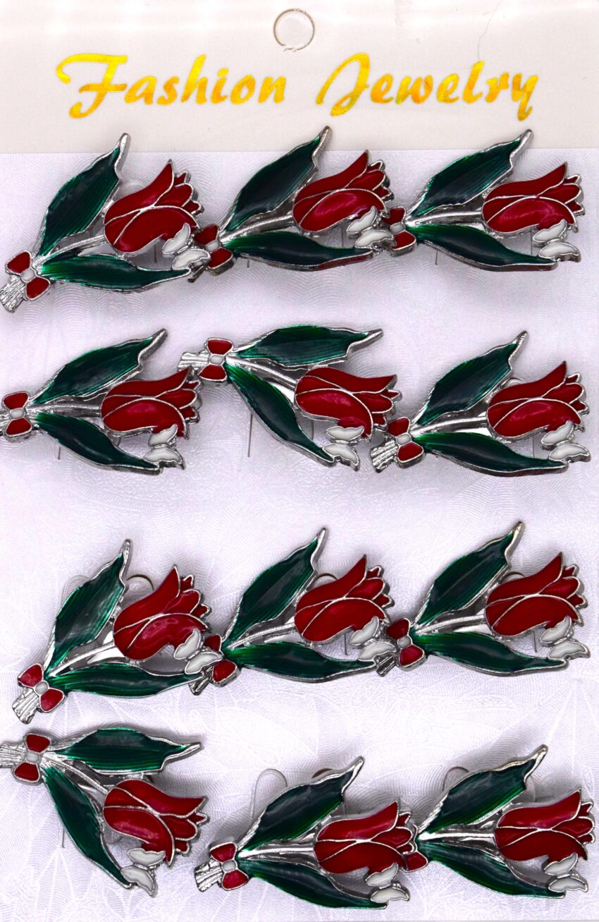 Комплект брошки Букет червени лалета - 12 бр.