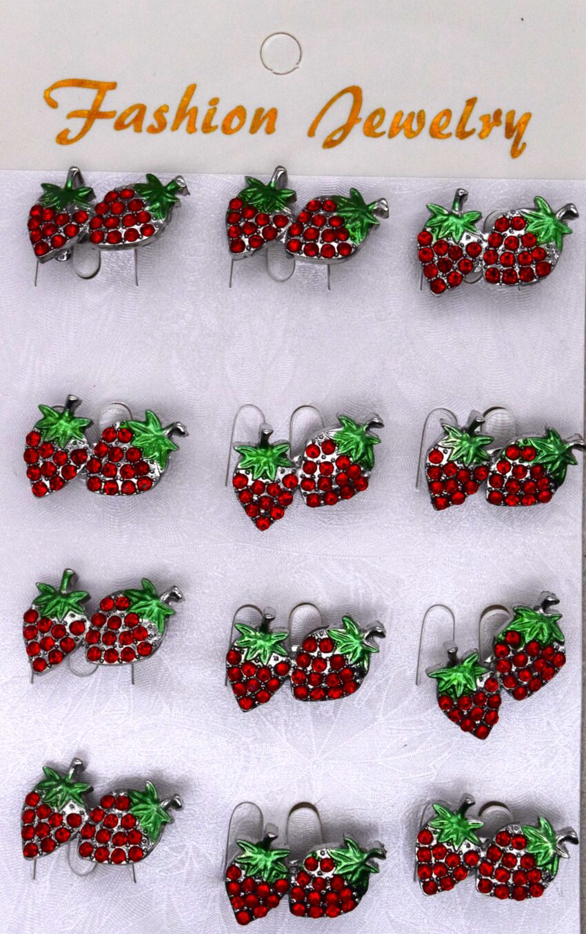 Комплект брошки Ягодки с червени кристали - 12 бр.