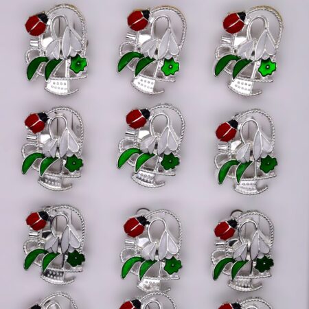 Комплект брошки Пролетна кошничка с кокичета и лале – 12 бр.