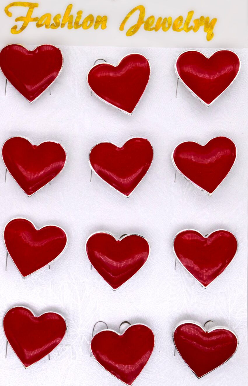 Комплект брошки Червено сърце - 12 бр.