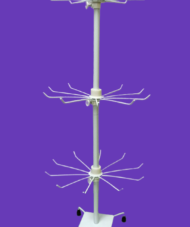 Стелаж метална въртележка – 3 нива, 70×30 см – Бял