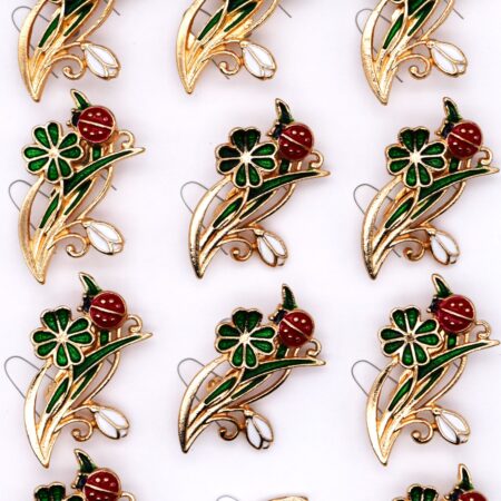 Комплект брошки Детелина с калинка – 12 бр.