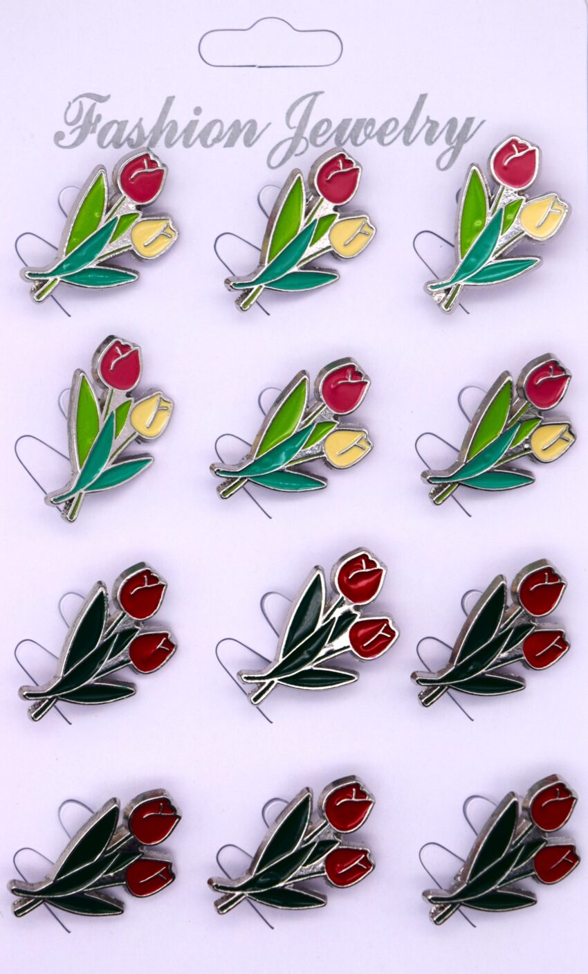 Комплект брошки Лалета емайл (микс) - 12 бр.